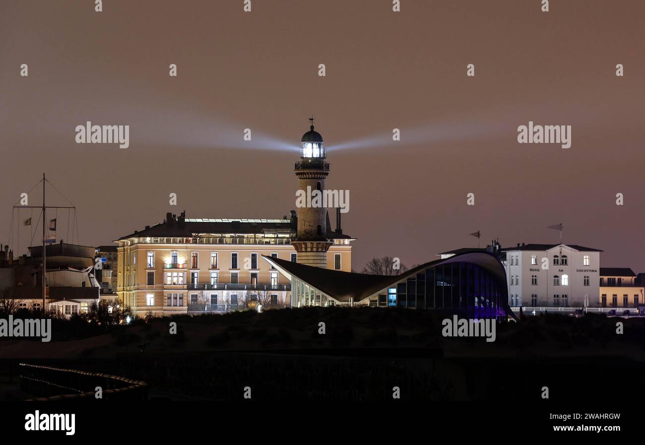 Leuchtturm Warnemünde, 09.02.2023 Stockfoto