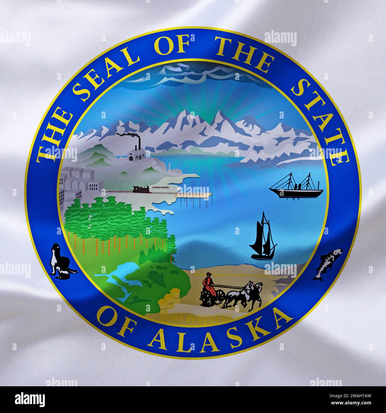 USA, das Wappen von Alaska, Bundesstaat der USA, Studio Stockfoto