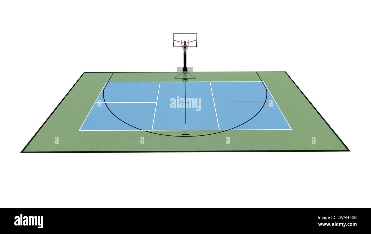 Luftaufnahme einer Kombination aus Basketball- und Pickleball-Court Multisport 3D-Rendering-Visualisierung Stockfoto