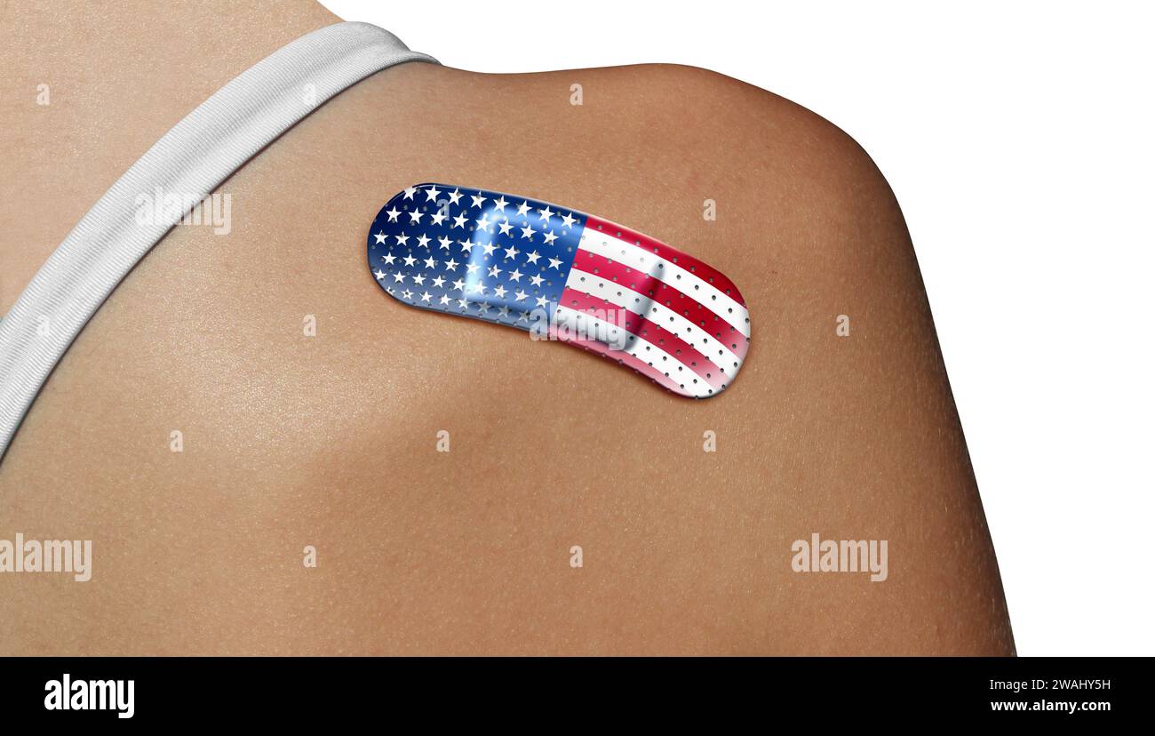United States Healthcare Symbol oder US Health Care und American Health-Care Recovery Conceptor Medicare und USA Medical Public Insurance als Verband Stockfoto