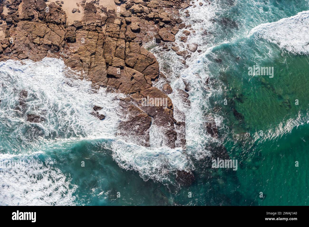 Abstraktes Luftbild der Südküste, KwaZulu-Natal. Stockfoto