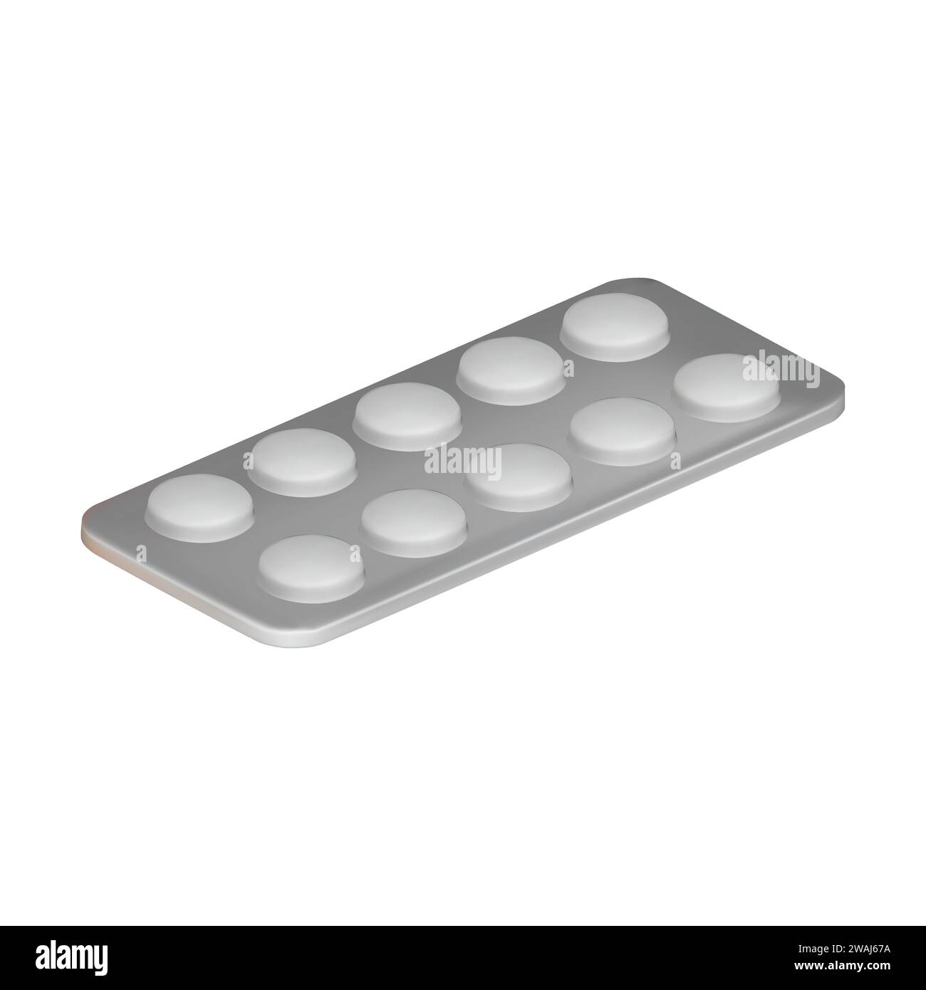 3D-Vektor medizinische Medikamente, Tabs im Paket, silberne Blister mit Pillen. Runde Medikamente Schmerzmittel, Tabletten, Antibiotika, aktive Zusatzstoffe. Gesundheitswesen Stock Vektor