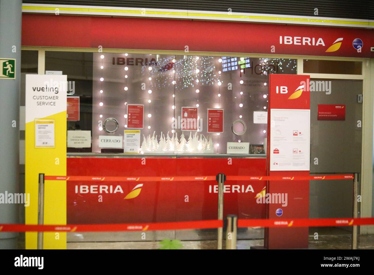 Santiago del Monte, Spanien, 5. Januar 2024: Das Iberia-Büro wurde während des Streiks der iberischen Handwerker am 5. Januar 2024 in Santiago del Monte geschlossen. Quelle: Alberto Brevers / Alamy Live News. Stockfoto