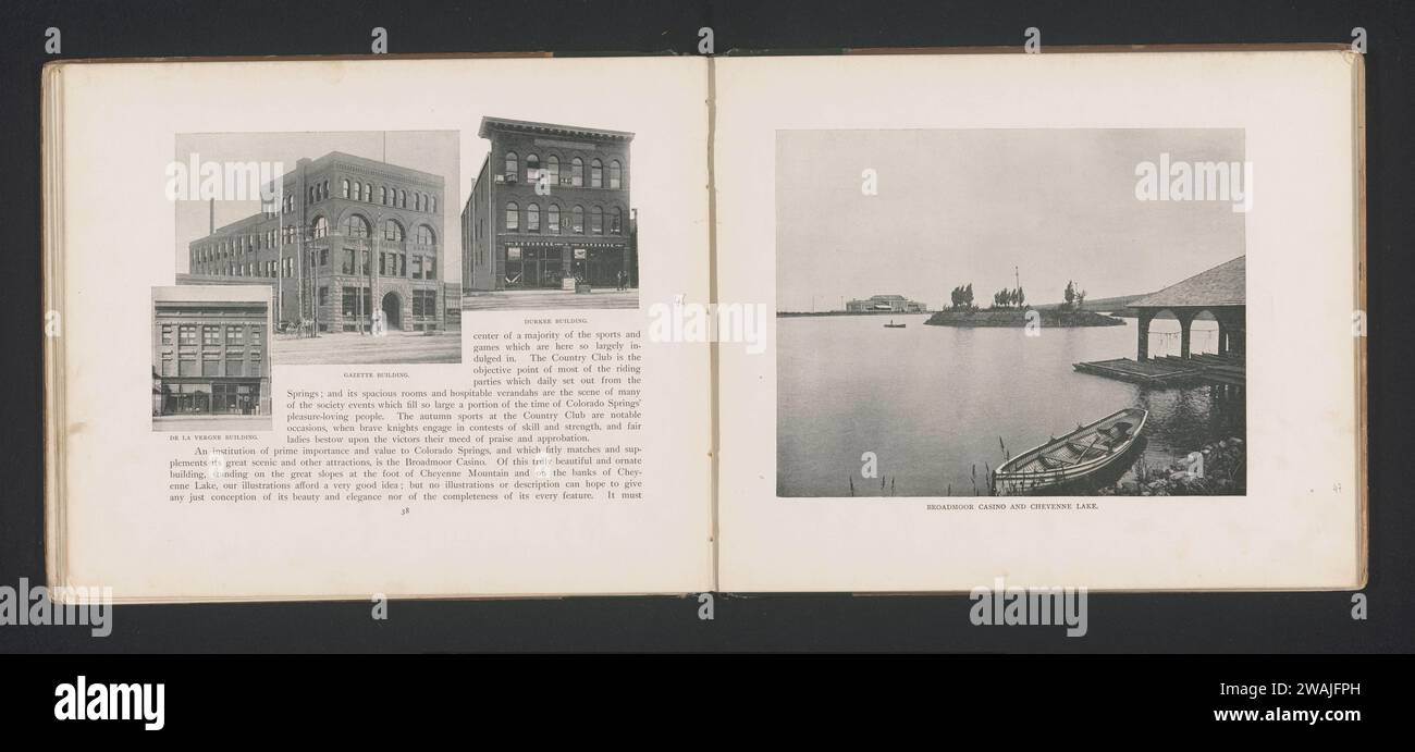 Blick auf das Broadmoor Casino und Cheyenne Lake te Colorado Springs, Anonym, um 1888 - in oder vor 1893 fotomechanischer Druck Colorado SpringsNew York (Stadt) Papierkasino. lake Colorado Springs Stockfoto