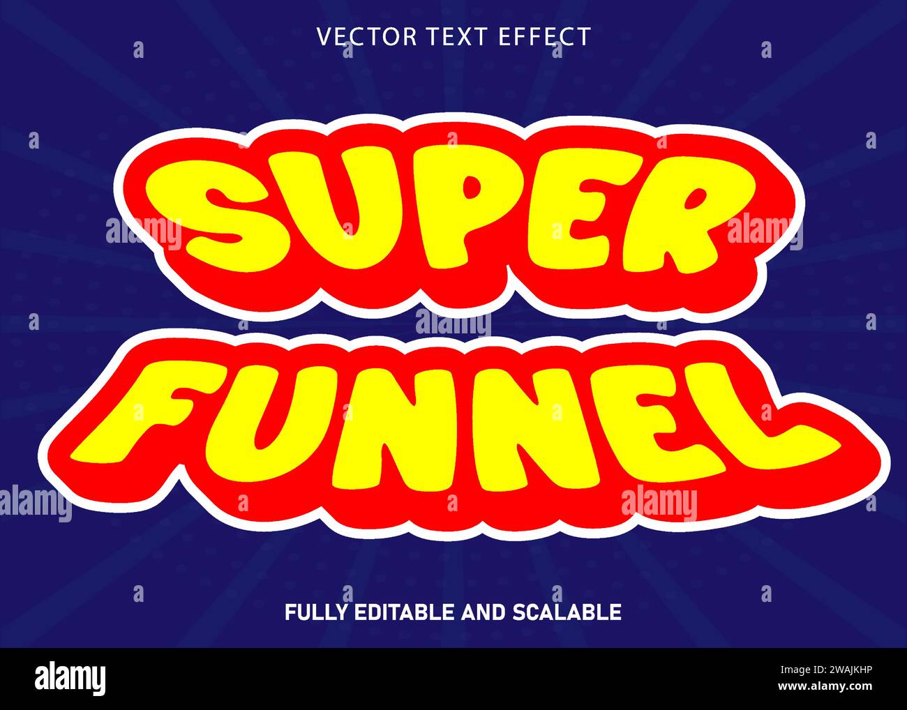 Supertrichter bearbeitbarer Text-Sticker-Vektor. Stock Vektor