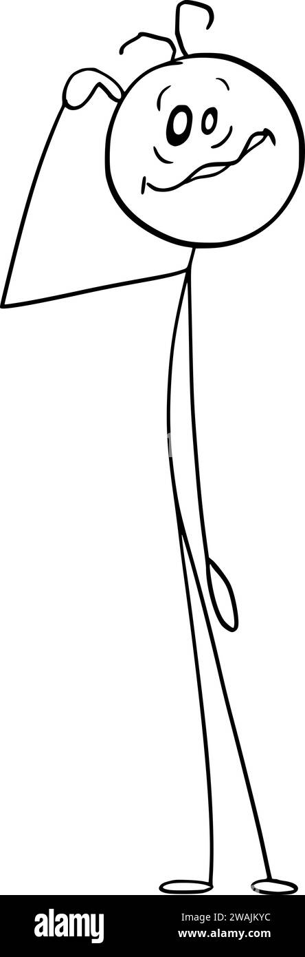 Dumme Person, Die Verrückten Gesichtsausdruck Zeigt, Vektor-Cartoon-Stick-Abbildung Abbildung Stock Vektor