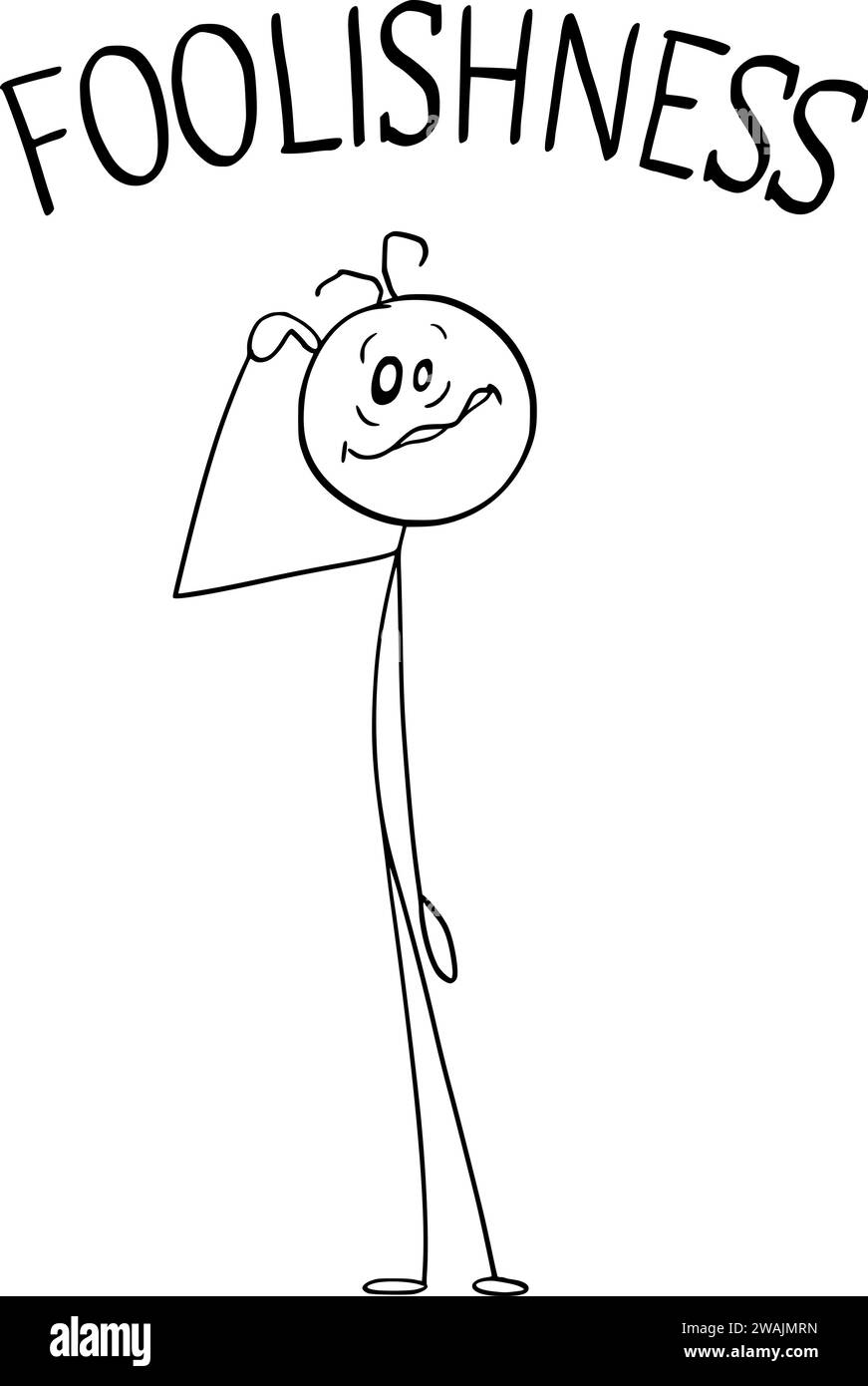 Dumme Person, Die Verrückten Gesichtsausdruck Zeigt, Vektor-Cartoon-Stick-Abbildung Abbildung Stock Vektor