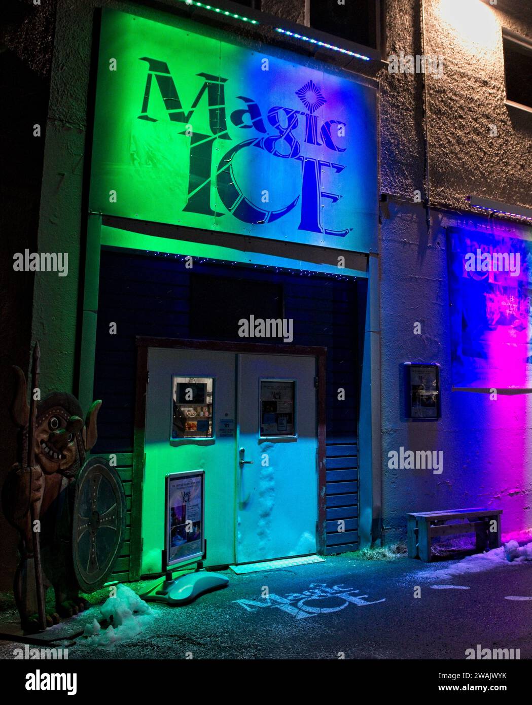 Magic Ice bei Svolvaer Norway bei Nacht Stockfoto