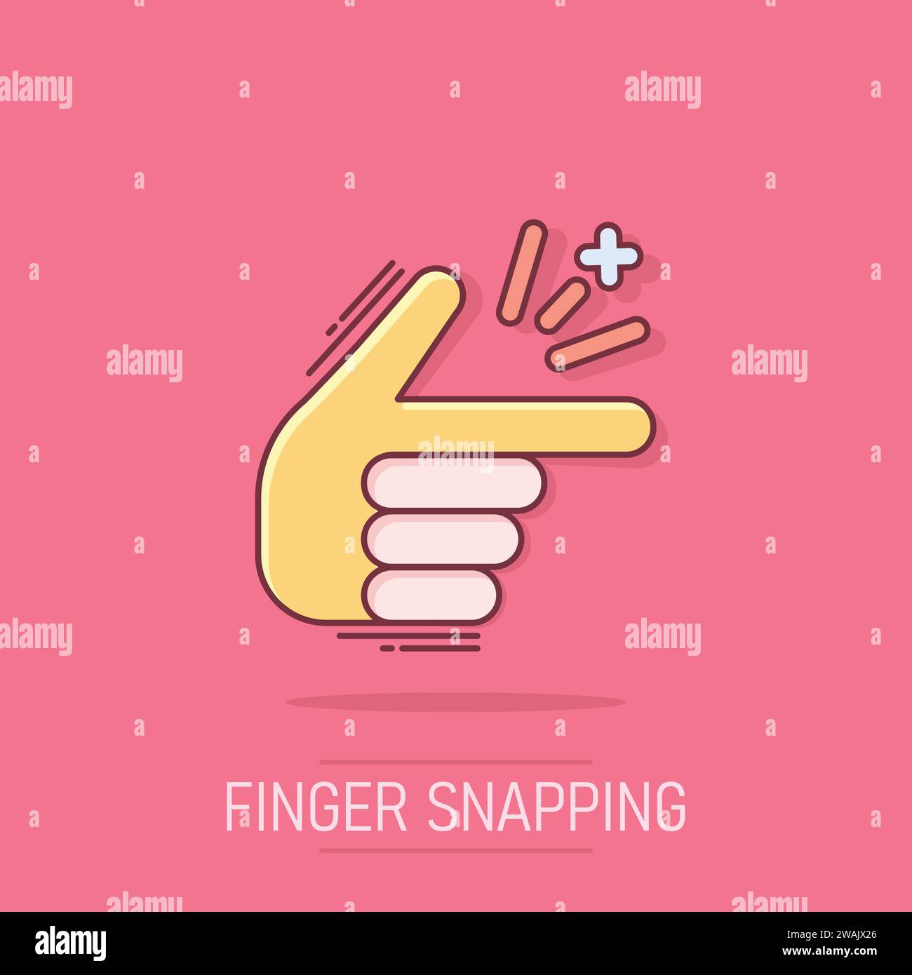 Finger Snap Symbol im Comic-stil. Finger Ausdruck Vektor Cartoon Illustration Piktogramm. Snap Geste Geschäftskonzept splash Wirkung. Stock Vektor