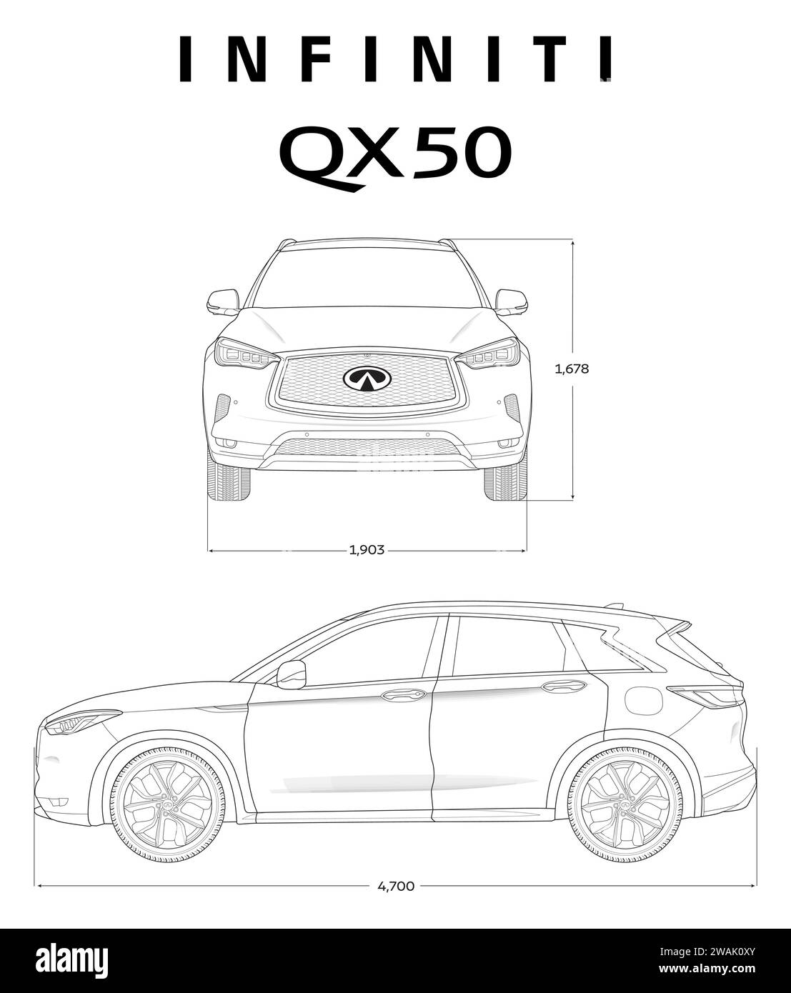 Infiniti QX50 Fahrzeugbauplan Stock Vektor