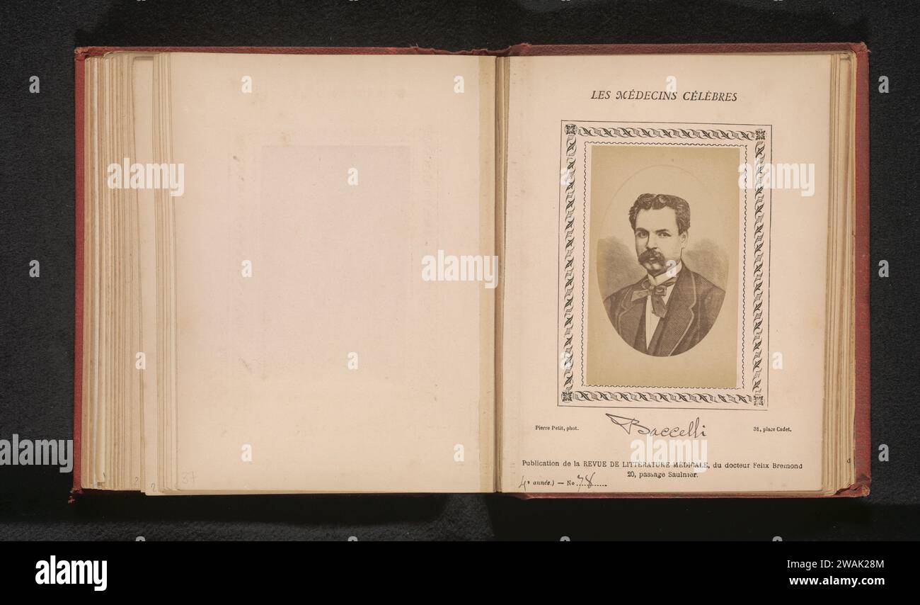 Fotoproduktion eines Porträts von Guido Baccelli, Pierre Petit, nach Anonym, ca. 1871 - ca. 1879 Fotografie Papieralbumen drucken historische Personen. Erwachsener Mann Stockfoto