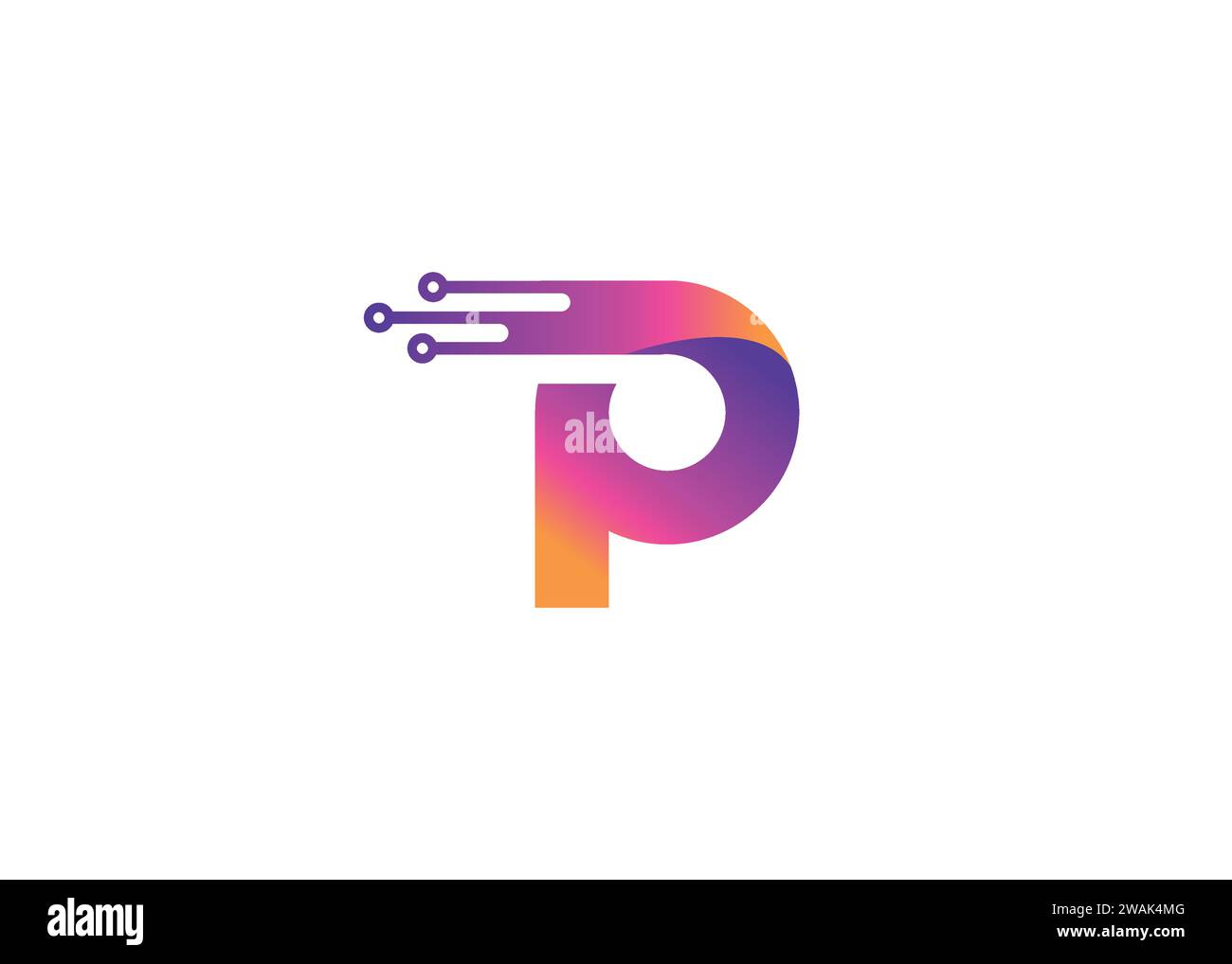 Letter P Technology Vektor-Monogramm-Logo-Designvorlage. Letter P Molecule, Science and Bio Technology Vector Logo Design Stock Vektor