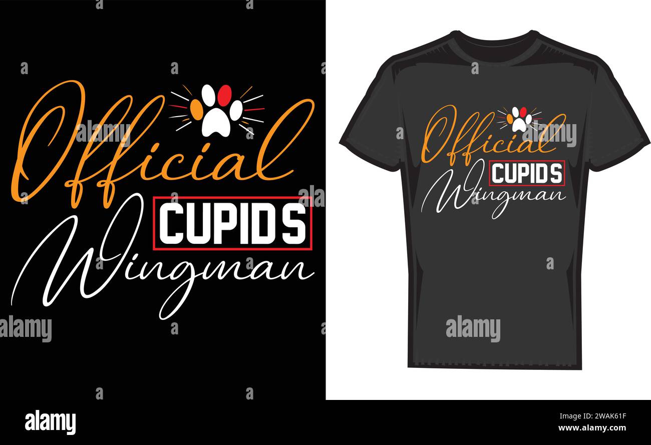 Offizielles Cupid's Wingman, einzigartige Retro-T-Shirts mit Love Day-Design Stock Vektor