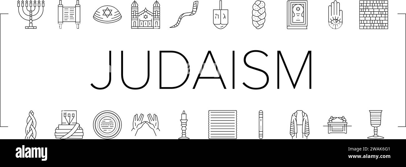 judaismus jüdischer jude israel tora-Symbole setzen Vektor Stock Vektor