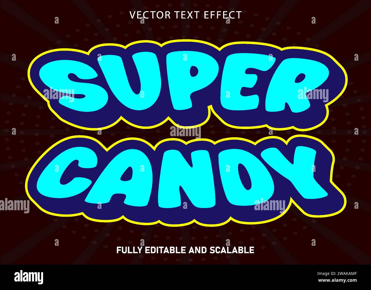 Super Candy Textaufkleber editierbarer Vektor. Stock Vektor