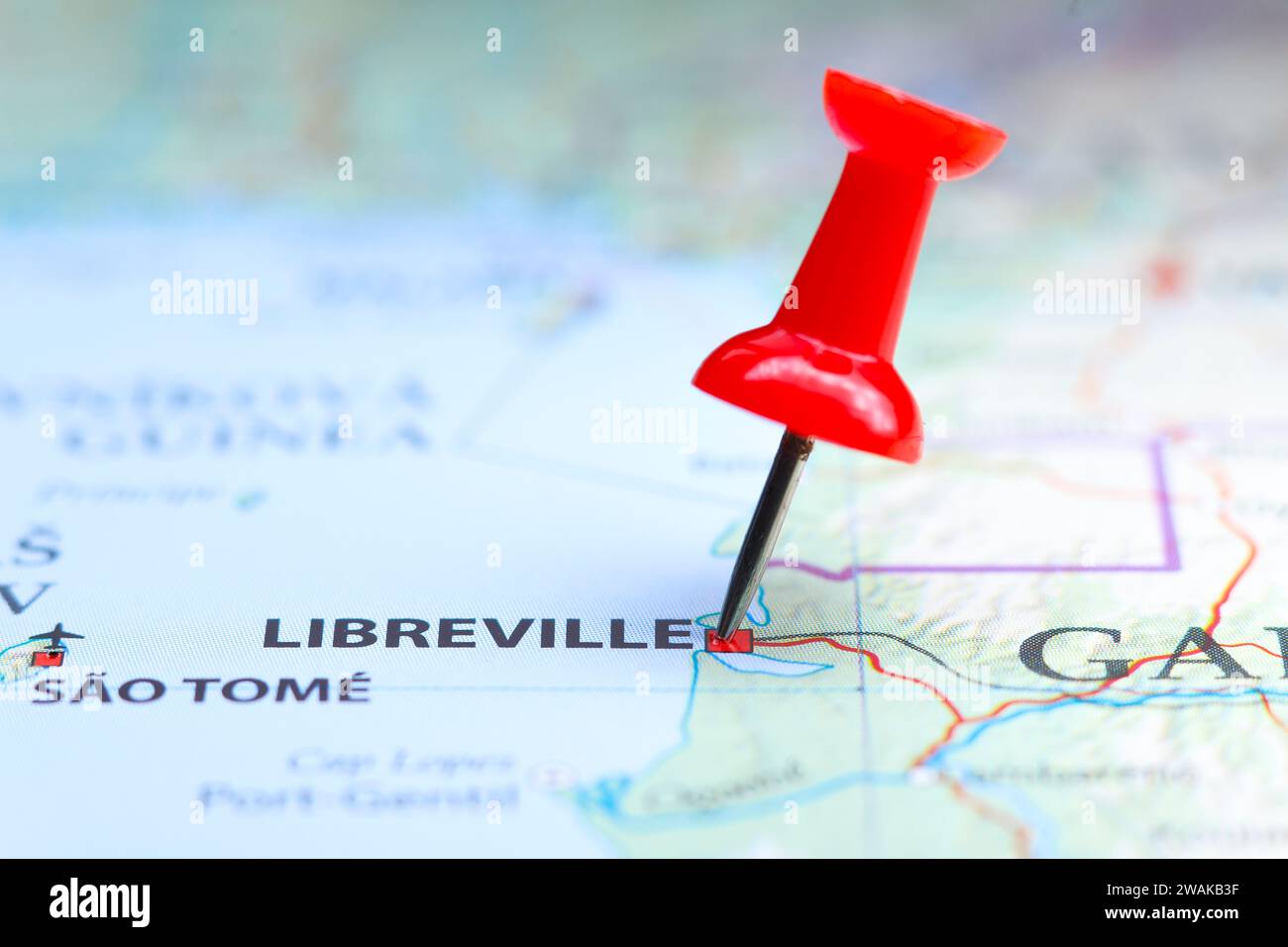 Libreville, Gabun Pin auf der Karte Stockfoto
