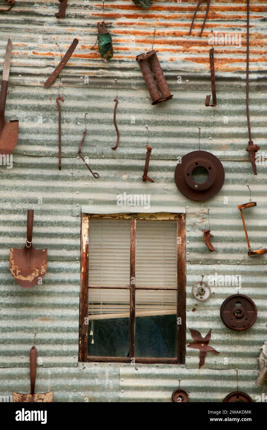 Buddy's Feedmill Wall, Johnson City, Texas Stockfoto