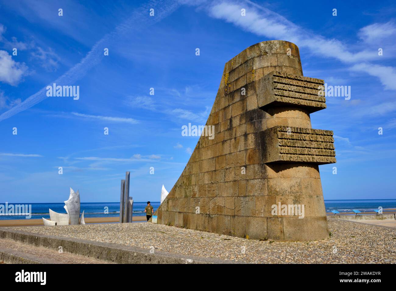 Frankreich, Calvados (14), Saint-Laurent-sur-Mer, am Rande des Omaha-Strandes, Gedenkdenkmal für die alliierten Landungen Stockfoto