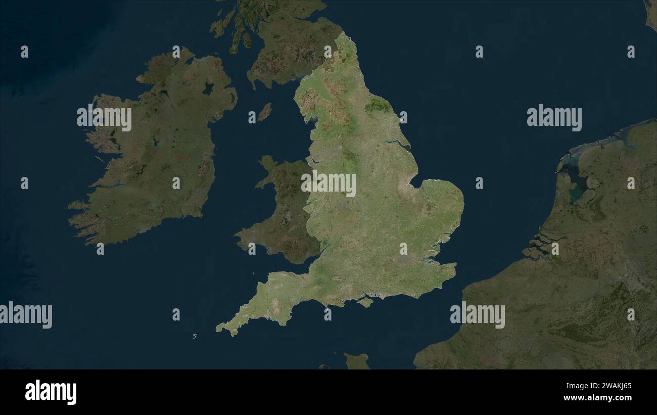 England – Großbritannien wird auf einer hochauflösenden Satellitenkarte hervorgehoben Stockfoto