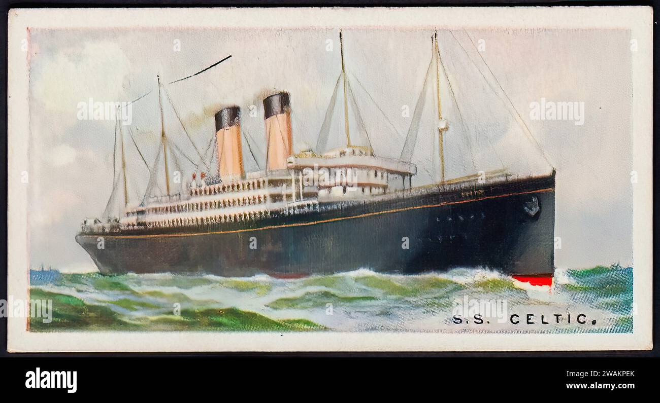 Weiße Sternenauskleidung, Keltisch - Vintage Zigarettenkarte Illustration Stockfoto