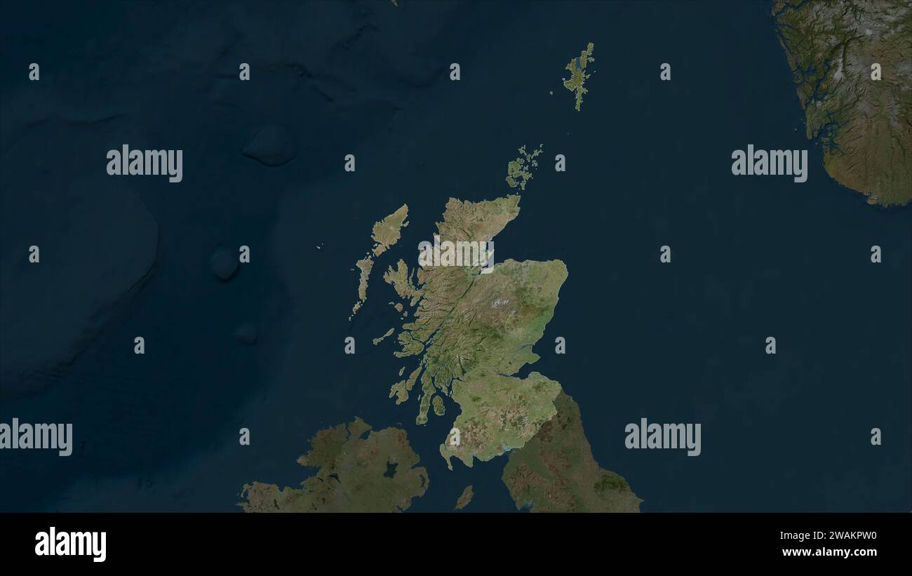 Schottland – Großbritannien wird auf einer hochauflösenden Satellitenkarte hervorgehoben Stockfoto