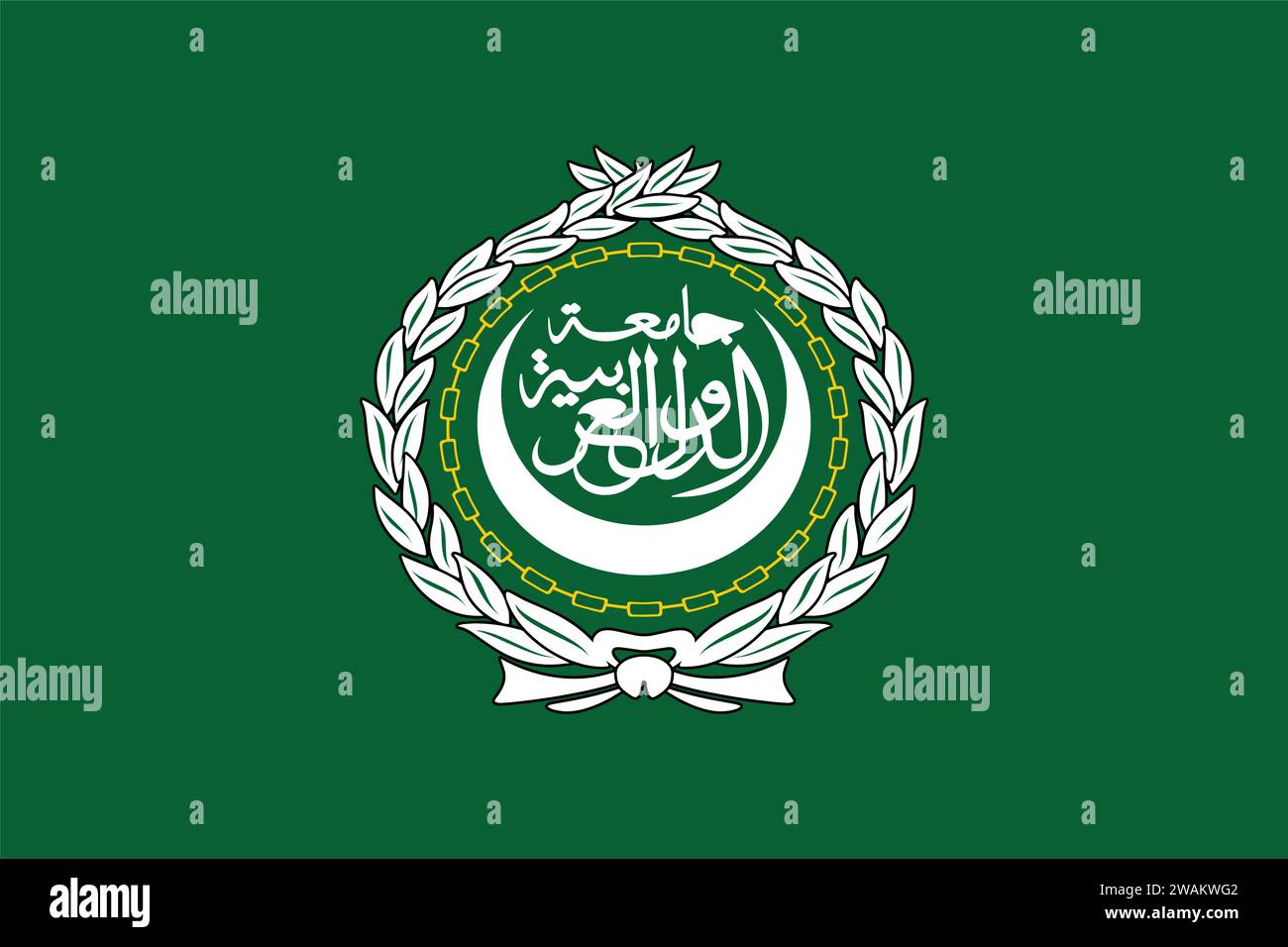 Hohe detaillierte Flagge der Arabischen Liga. Flagge der Arabischen Nationalliga. Asien. 3D-Abbildung. Stock Vektor