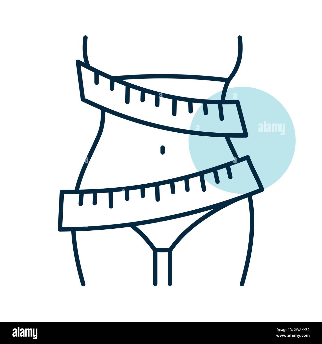 Eleganter Damenbund mit Maßband-Vektor-Symbol. Diagrammsymbol für Fitness und Gewichtsverlust Website und Apps Design, Logo, App, UI Stock Vektor