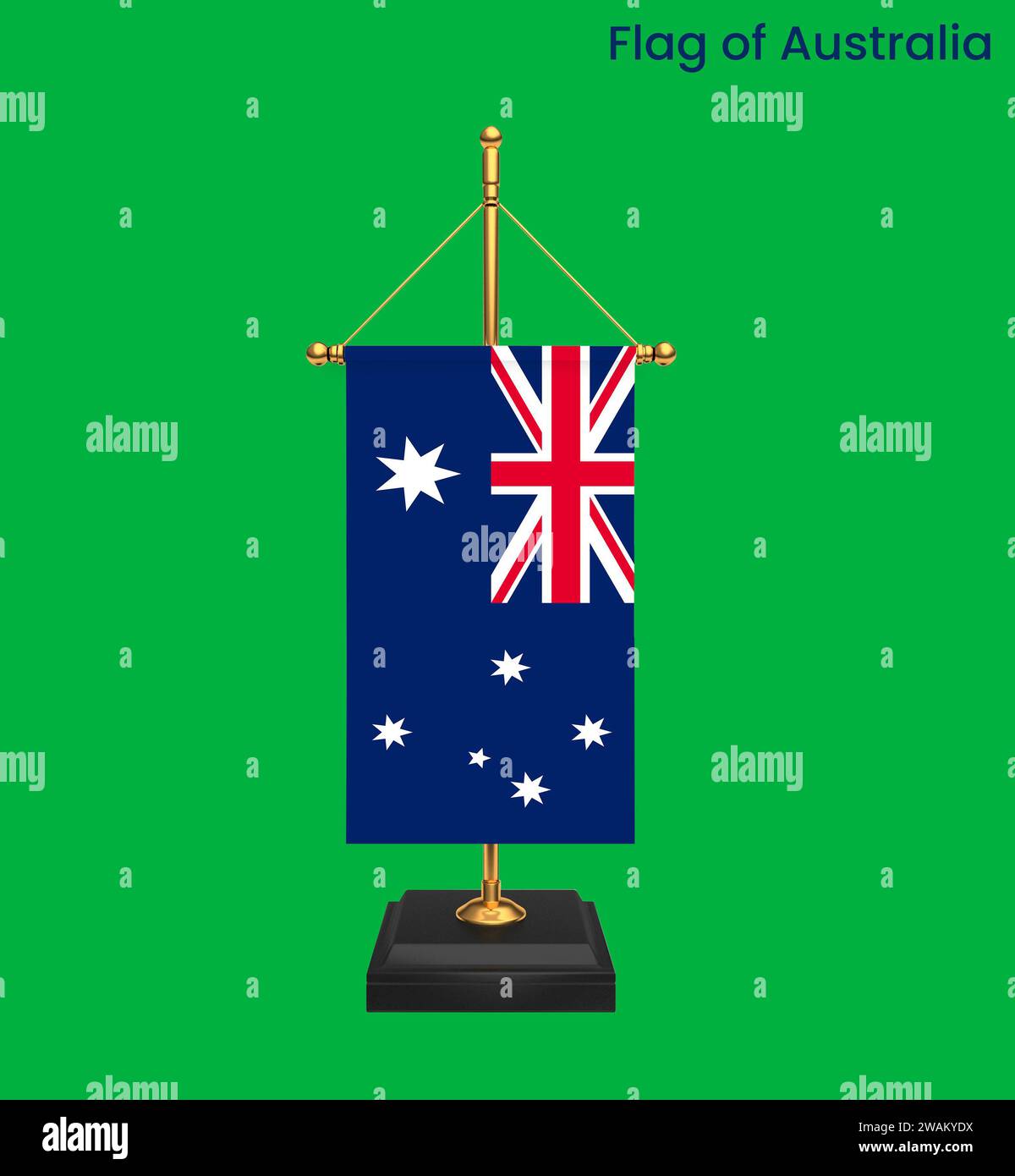 Detaillierte Flagge von Australien. Australische Nationalflagge. Ozeanien. 3D-Abbildung. Stockfoto