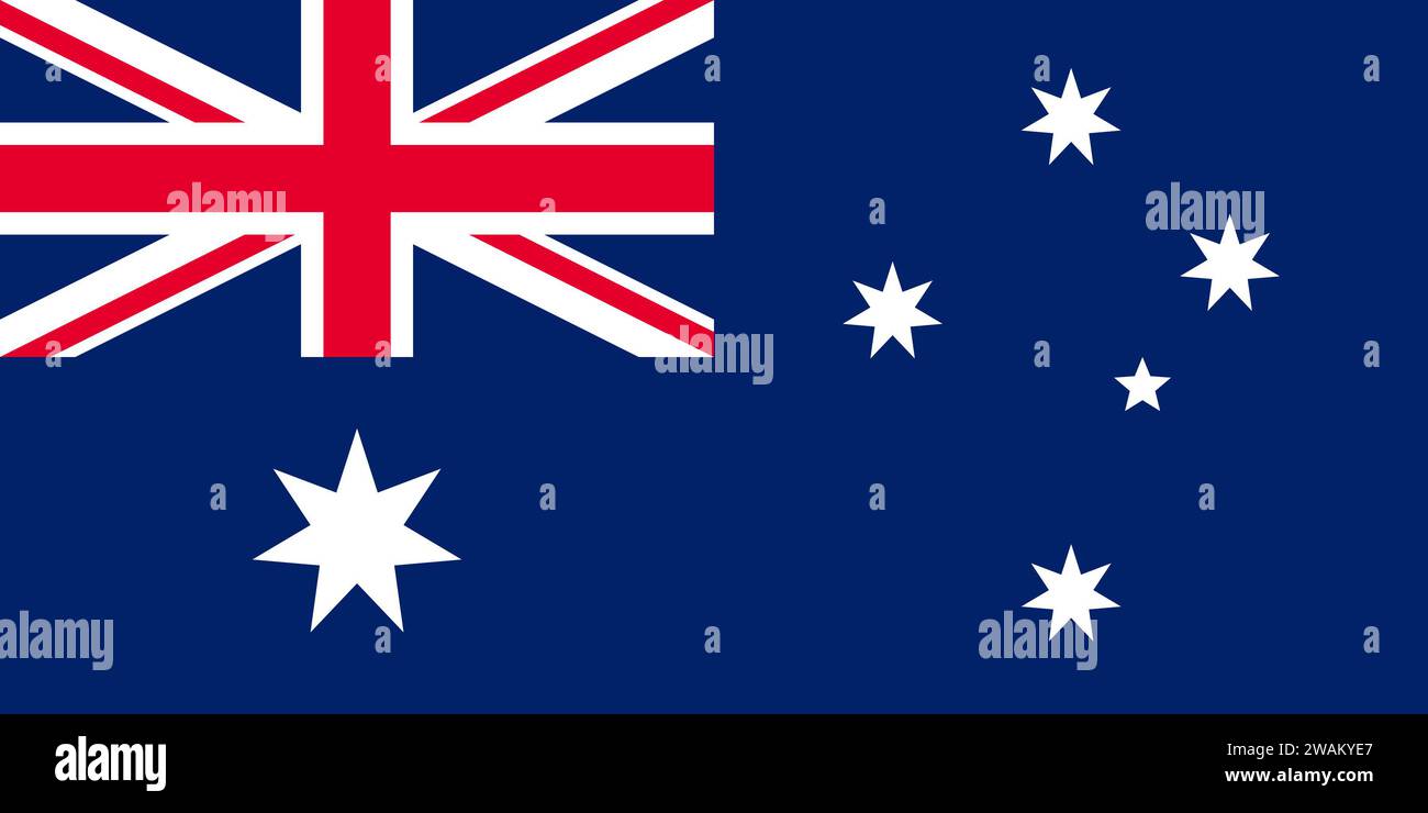 Detaillierte Flagge von Australien. Australische Nationalflagge. Ozeanien. 3D-Abbildung. Stockfoto