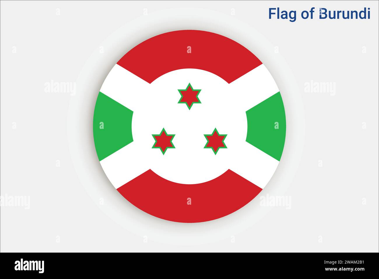 Hohe detaillierte Flagge von Burundi. Nationale Flagge von Burundi. Afrika. 3D-Abbildung. Stock Vektor