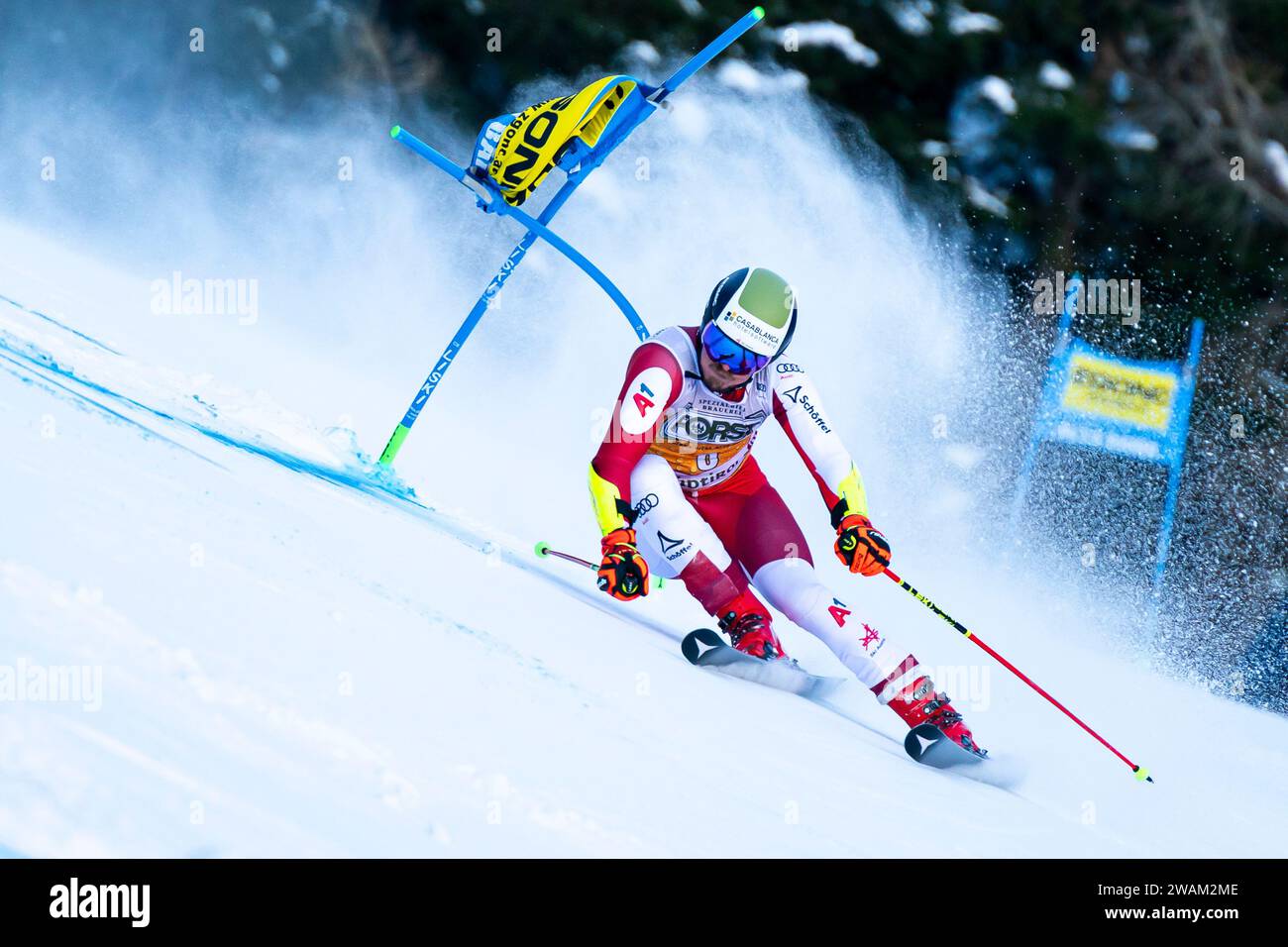 Alta Badia, Italien 17. Dezember 2023. FELLER Manuel (AUT) beim Audi FIS Ski World Cup 2023-24 Herren Riesenslalom auf der Gran Risa Stockfoto