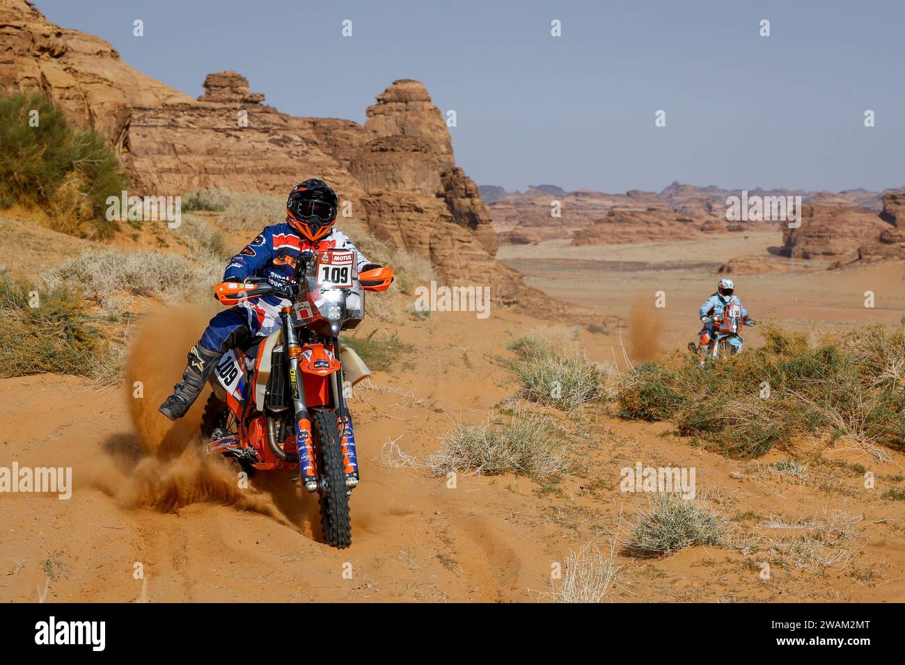 Al Ula, Arabie Saoudite. Januar 2024. 109 AOULAD Ali Mohamed Said (märz), Club Aventura Touareg, KTM, Moto, Aktion während des Prologs der Dakar 2024 am 5. Januar 2024 in Al-Ula, Saudi-Arabien - Foto Frédéric Le Floc'h/DPPI Credit: DPPI Media/Alamy Live News Stockfoto