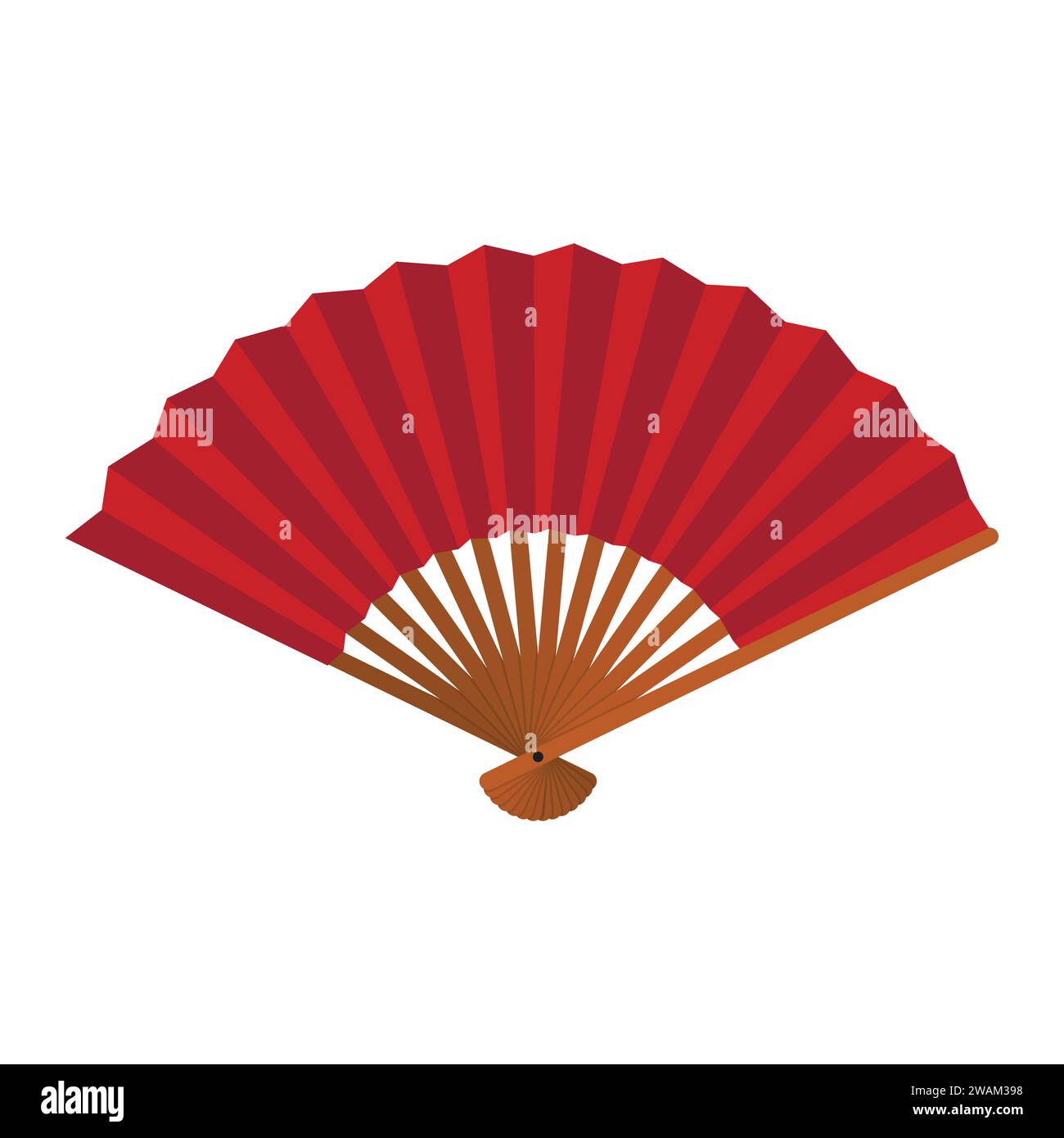 Handventilator isoliert auf weißem Hintergrund, chinesischer faltender Ventilator, traditionelle asiatische Papier-Geisha-Fan-Ikone. Vektorabbildung Stock Vektor