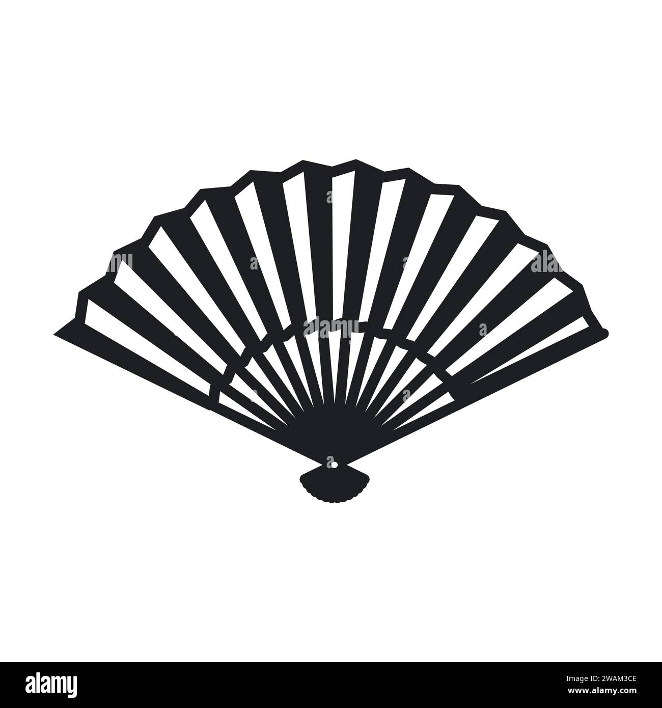 Handfächersymbol isoliert auf weißem Hintergrund, japanischer und chinesischer Fächerfächer, traditioneller asiatischer Papier-Geisha-Fan. Vektorabbildung Stock Vektor