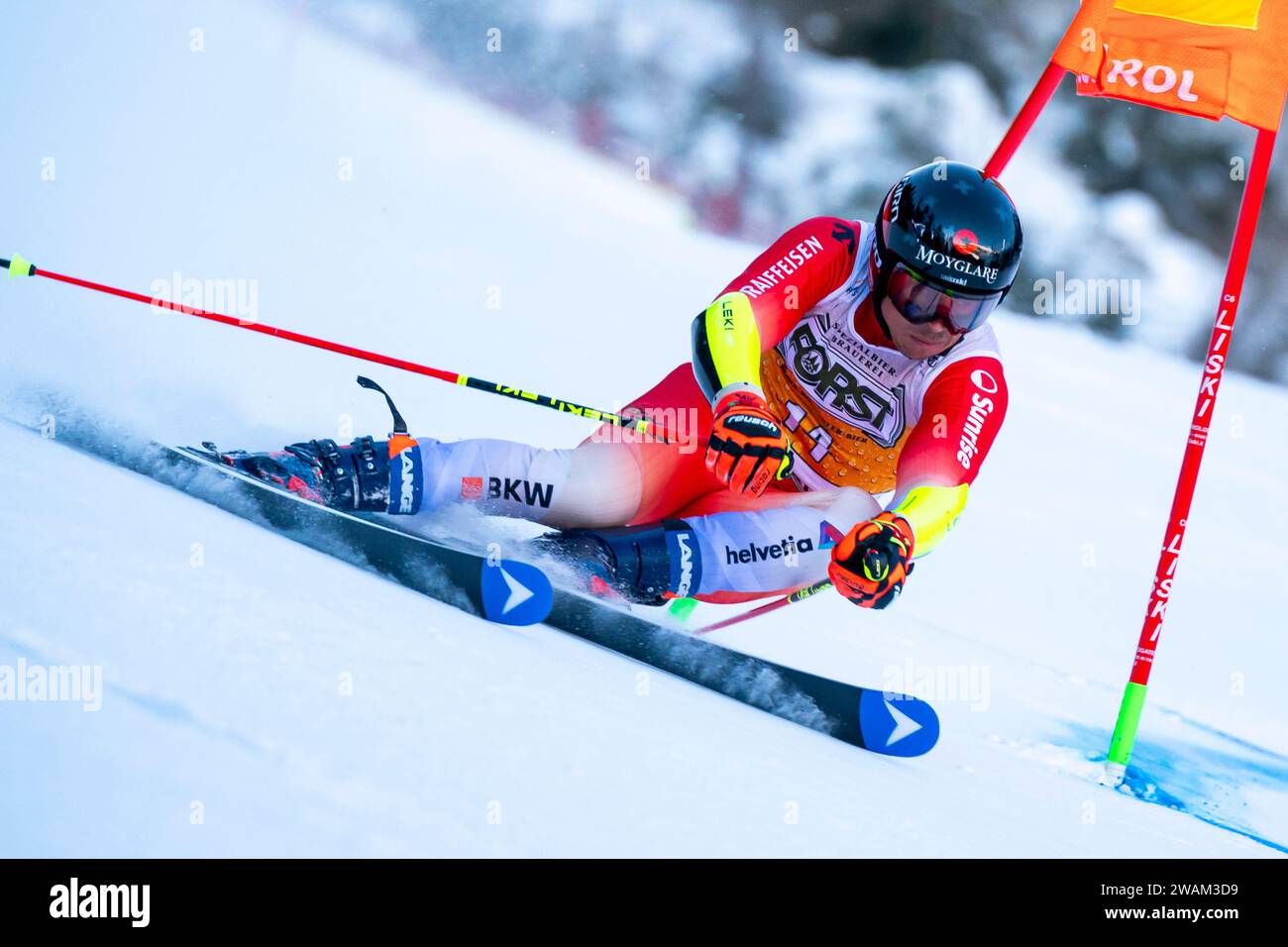 Alta Badia, Italien 17. Dezember 2023. CAVIEZEL Gino (SUI) tritt beim Audi FIS Ski World Cup 2023-24 Herren Riesenslalom auf der Gran Risa an Stockfoto