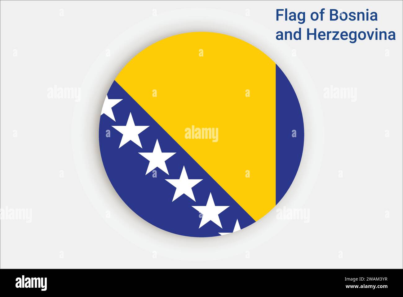 Hochdetaillierte Flagge von Bosnien und Herzegowina. Nationale Flagge von Bosnien und Herzegowina. Europa. 3D-Abbildung. Stock Vektor