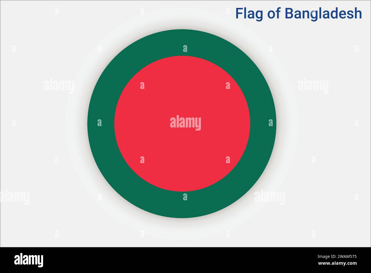 Hohe detaillierte Flagge von Bangladesch. Nationalflagge Bangladeschs. Asien. 3D-Abbildung. Stock Vektor