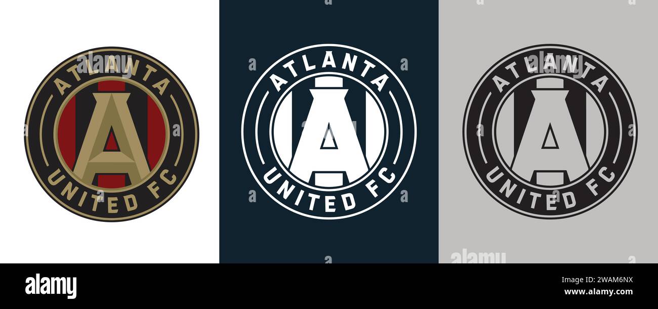 Atlanta United FC Logo 3 Farbe amerikanischer Profifußballverein, Vektor-Illustration abstraktes bearbeitbares Bild Stock Vektor