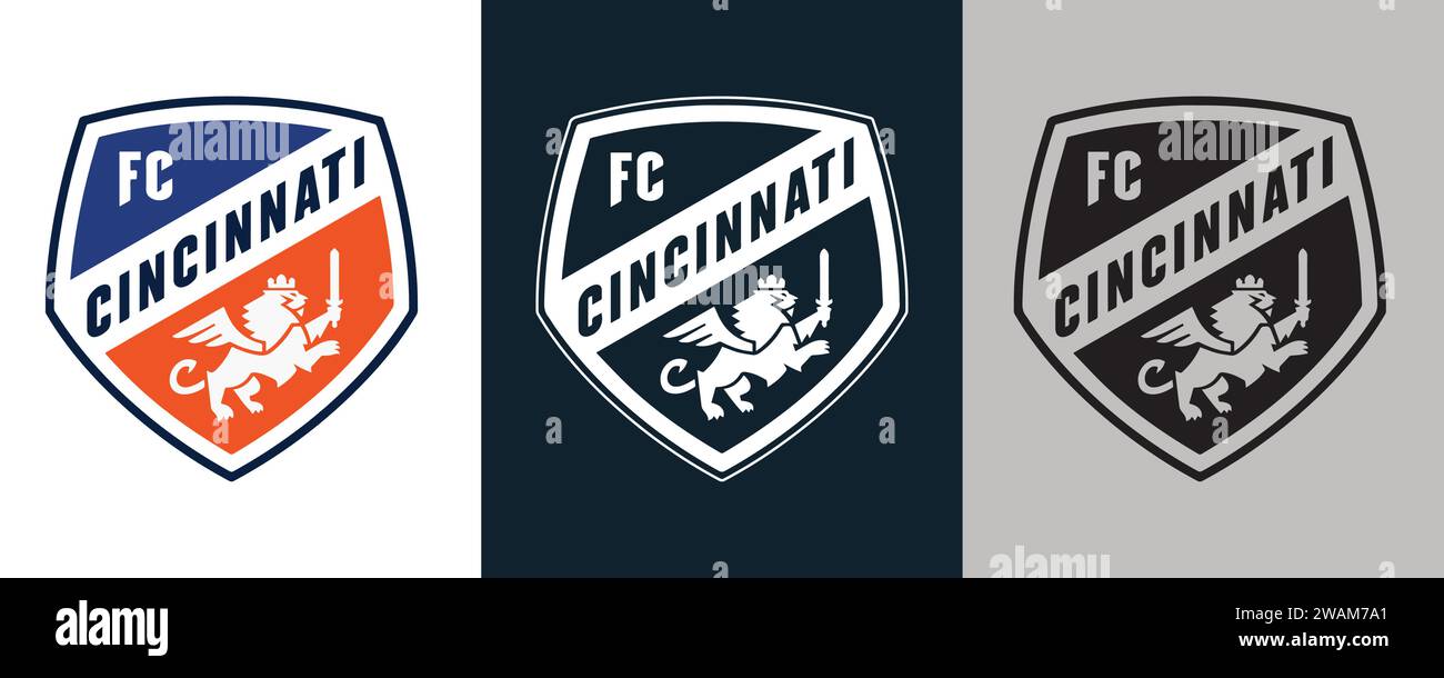 FC Cincinnati Logo 3 Farbe amerikanischer professioneller Fußballverein, Vektor-Illustration abstraktes bearbeitbares Bild Stock Vektor