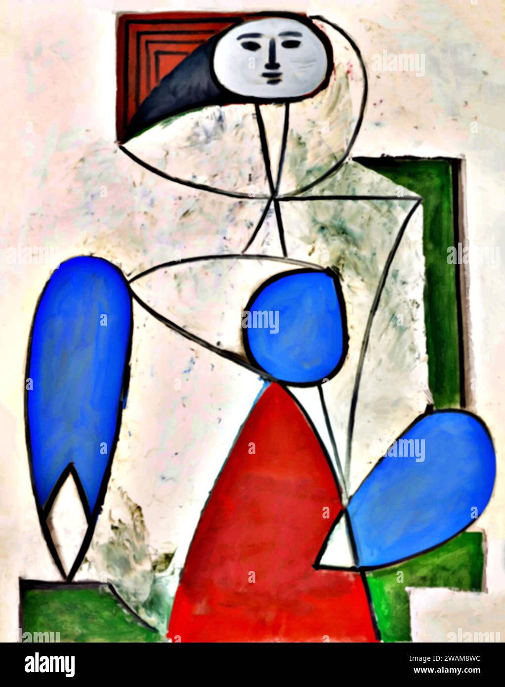 Femme dans un fauteuil, 1947 (Gemälde) des Künstlers Picasso, Pablo (1881–1973) Spanisch. Stock Vektor