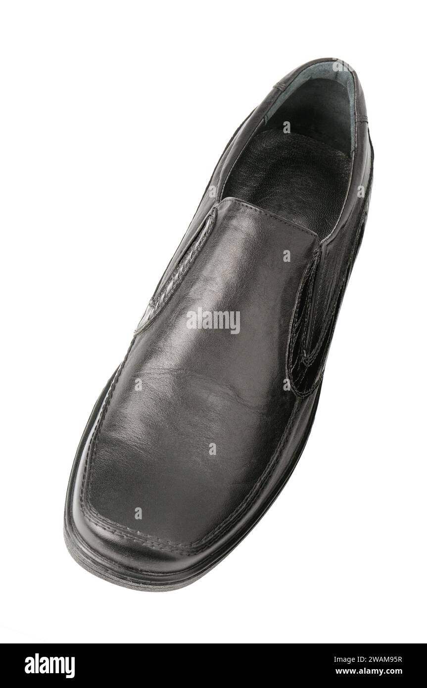 schwarze Schuhe, isoliert auf weiss Stockfoto