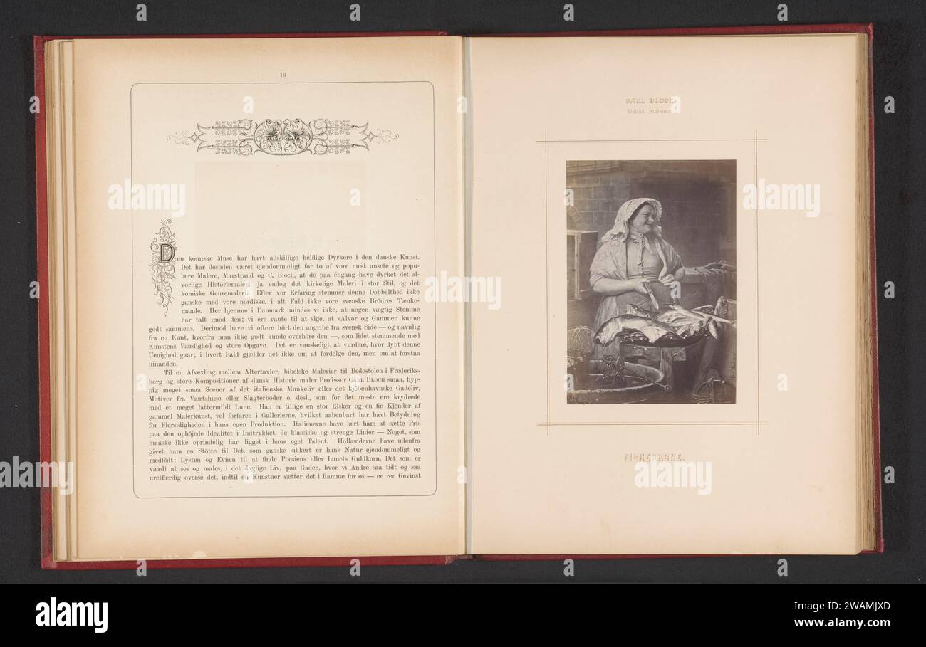 Fotoproduktion eines Gemäldes einer Fischerfrau von Carl Bloch, Johannes Jaeger, nach Carl Bloch, ca. 1873 - in oder vor ca. 1878 fotografische Unterstützung Albumendruck Kaufmann, Verkäufer (mit NAMEN des Gewerbes oder Berufs) - BB - Frauen, die im Handel tätig sind Stockfoto