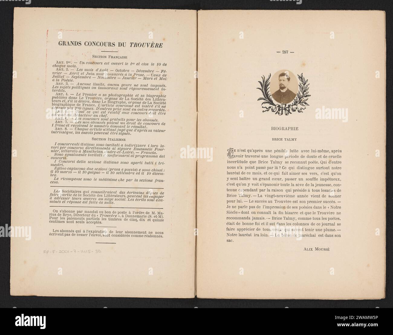 Le Trouvère Nr. 37, 1887 Buchpapier. Fotounterstützung für Druck/Albumendruck Stockfoto