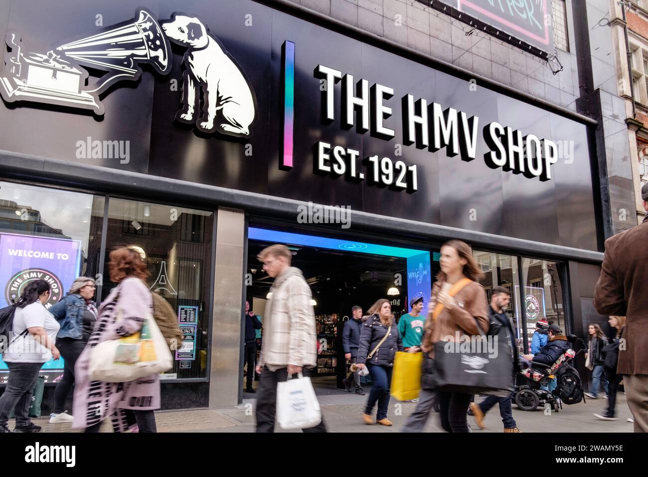 The HMV Shop, 363 Oxford Street, London, Großbritannien. Stockfoto