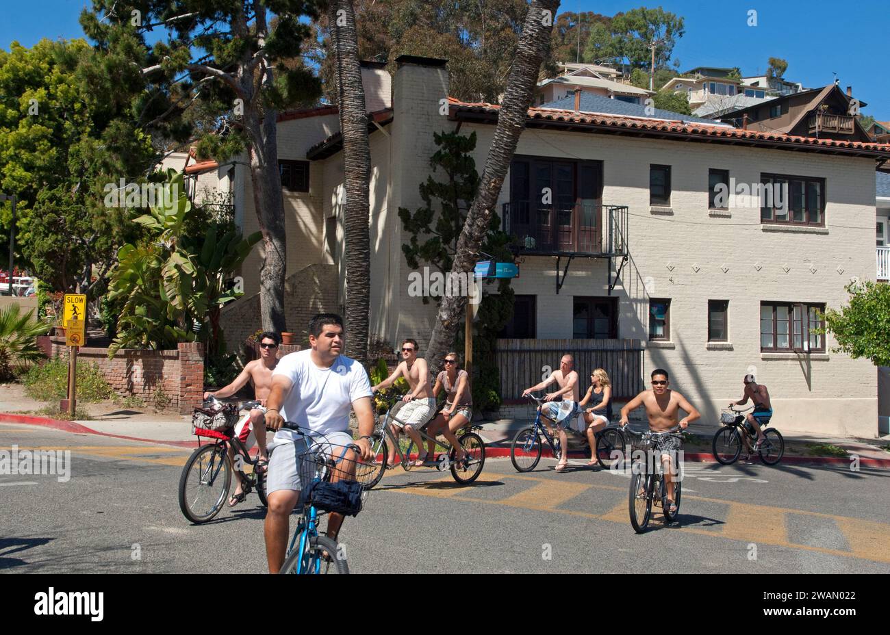 Das wichtigste Transportmittel sind Fahrräder auf Catalina Island, Kalifornien, USA Stockfoto
