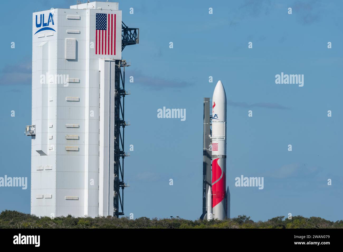 Cape Canaveral, Florida, USA. Januar 2024. United Launch Alliance Vulcan Rocket Credit: Brandon Moser/Alamy Live News Stockfoto