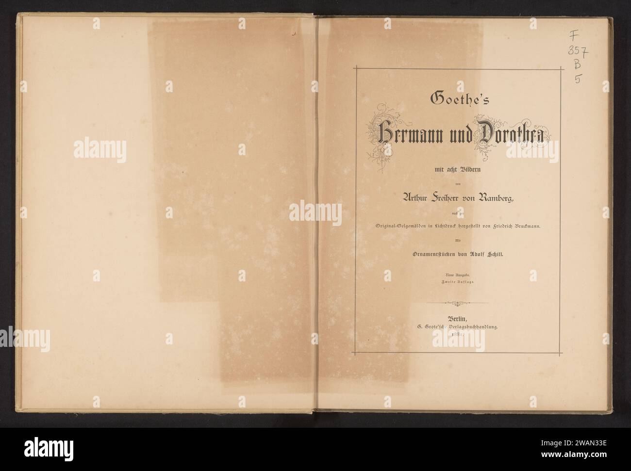 Goethes Hermann und Dorothea, Arthur Georg von Ramberg, 1881 Buch Berliner Karton. Leinen (Material). Papierdruck/Kollotyp Stockfoto