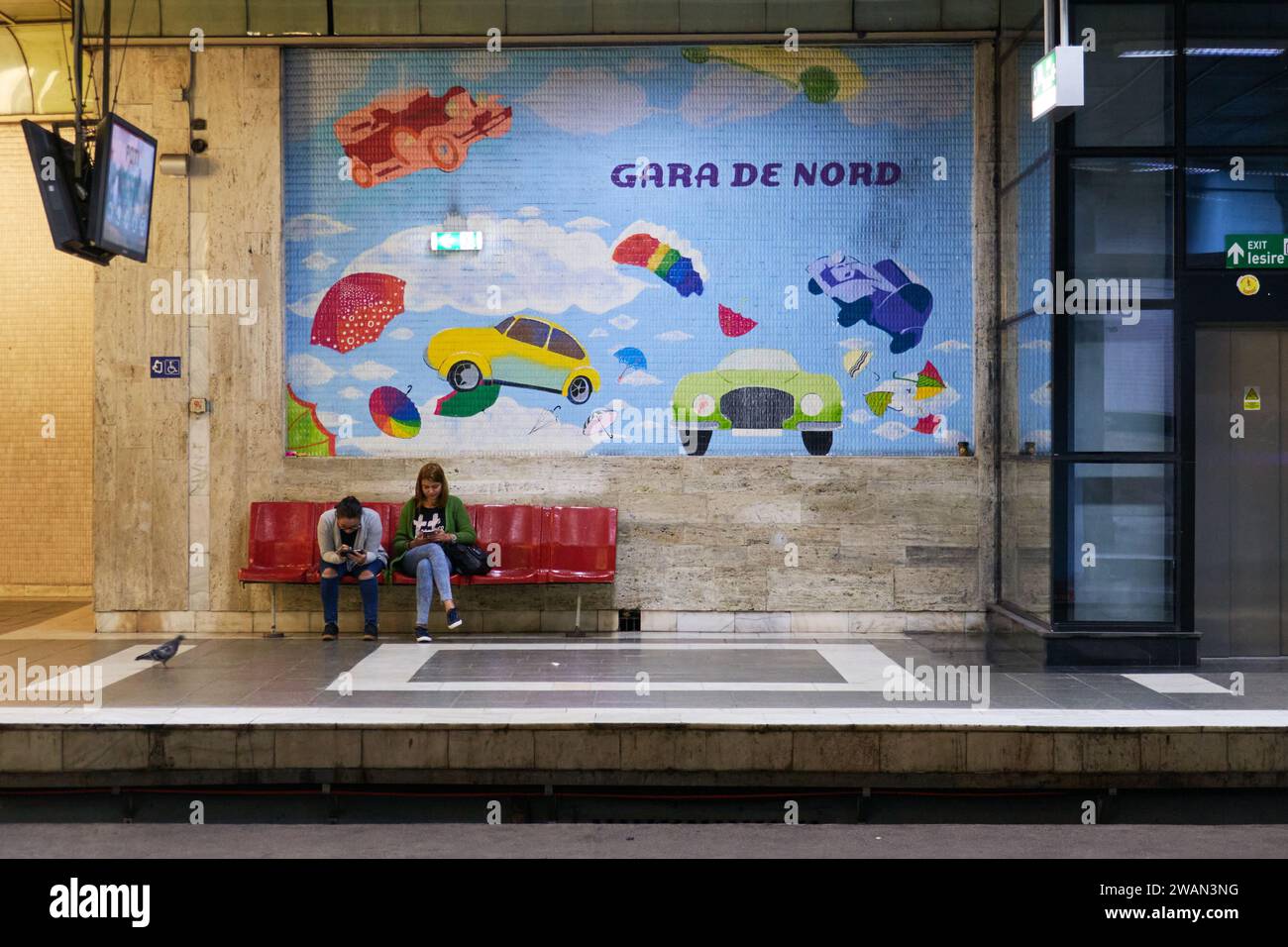 Bahnsteig der U-Bahn-Station Gara de Nord in Bukarest Rumänien Stockfoto