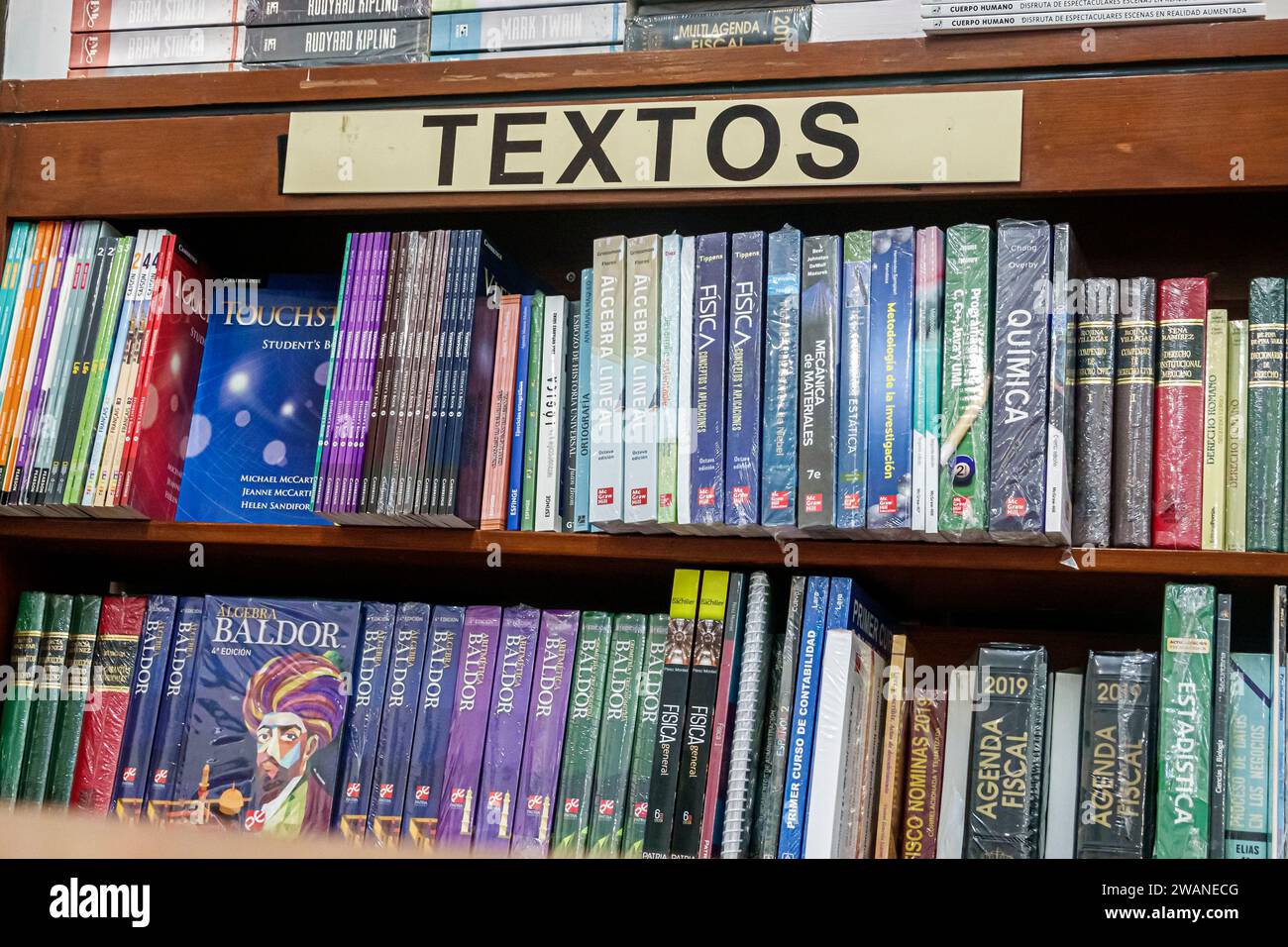 Merida Mexico, zentrales historisches Zentrum, Buchhandlung Bücher, Lehrbücher pädagogische, Libreria Dante Olimpo, Innenraum, Einkaufsbus Stockfoto