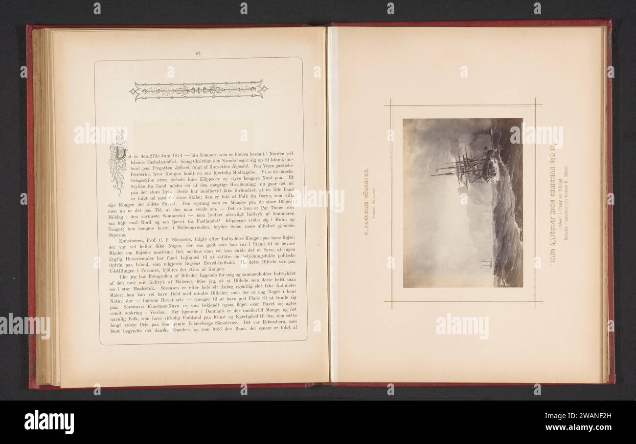 Fotoproduktion eines Gemäldes eines Segelschiffes in einem Fjord von Carl Frederik Sørensen, Johannes Jaeger, nach Carl Frederik Sørensen, um 1873 - in oder vor ca. 1878 fotografische Trägeralbumendruck Segelschiff, Segelboot. Fjord, Meeresloch Stockfoto